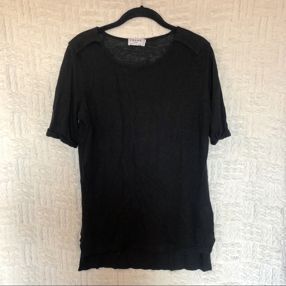 FRAME Le Boxy Epaulette Linen Tee - Picture 4 of 7